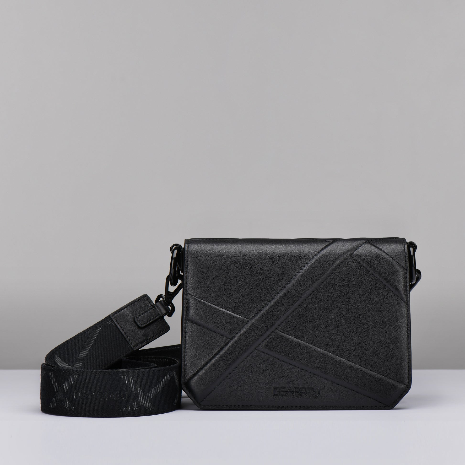 Black Cross Body Bag X-Line by Deabreu Italy - front view
