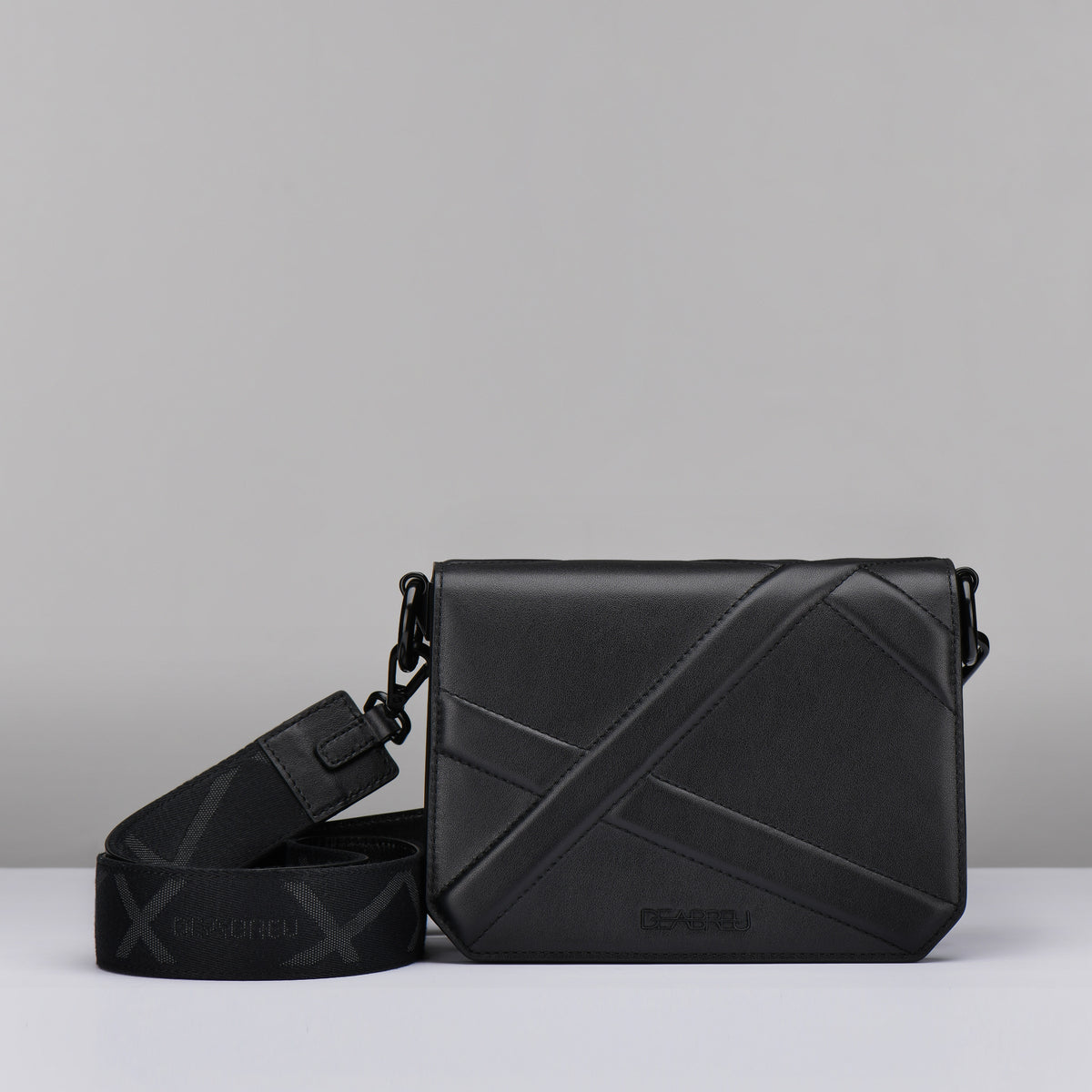 Black Cross Body Bag X-Line by Deabreu Italy - front view