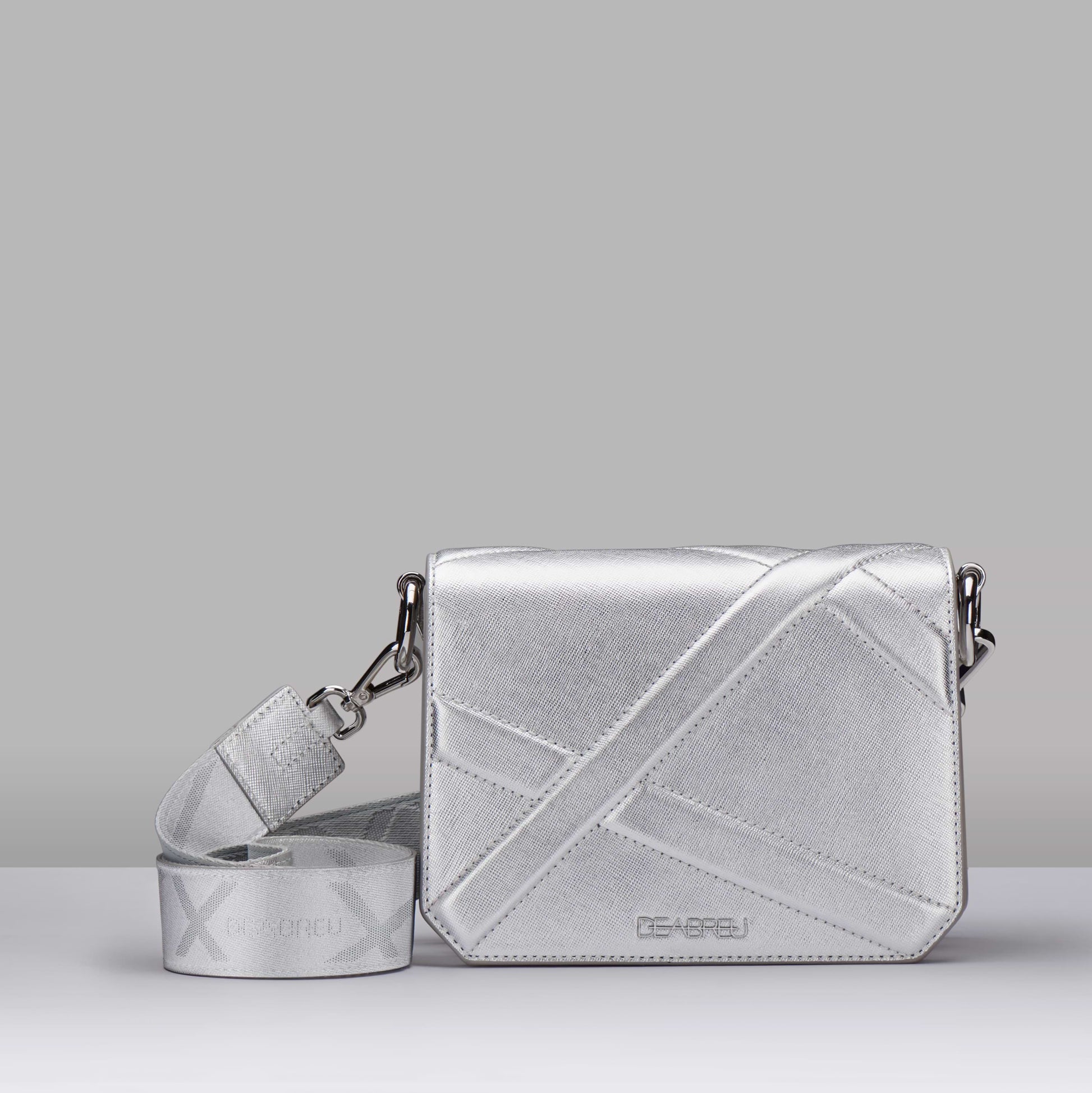 Silver Cross Body Bag X-Line by Deabreu Italy - front view