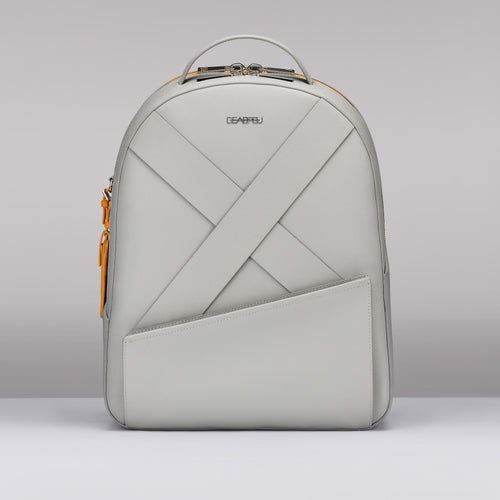 GRAY SAFFIANO LEATHER BACK PACK