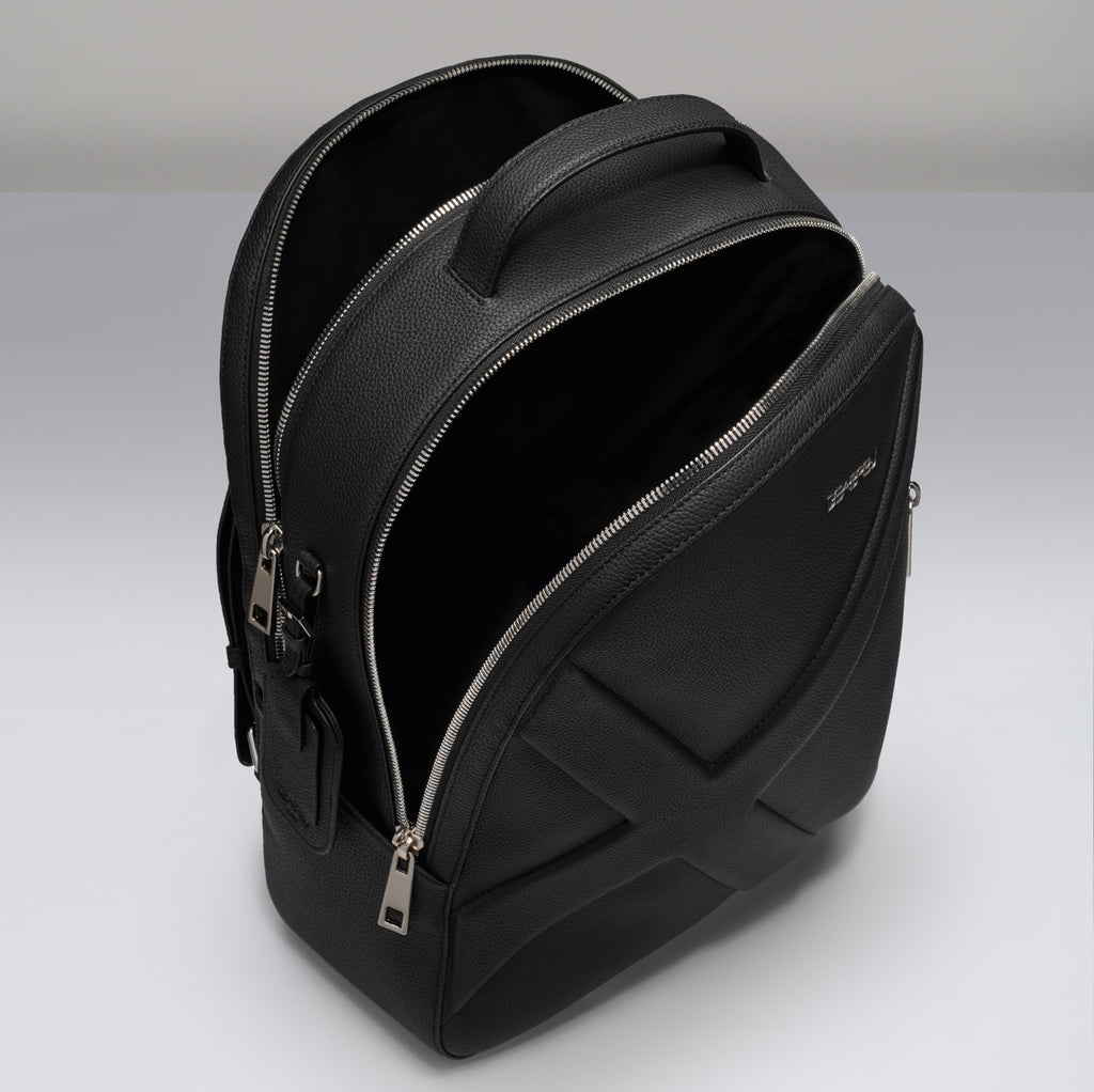 Interior of Deabreu Italy City Back Pack showing laptop compartment and main storage
