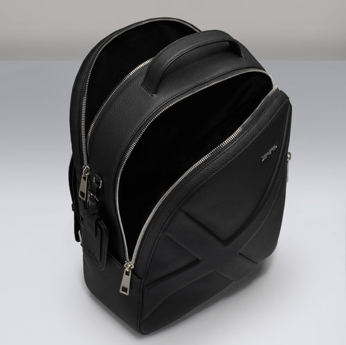 bryant retro stripe leather backpack City Back Pack | Black Grain Leather | Men's