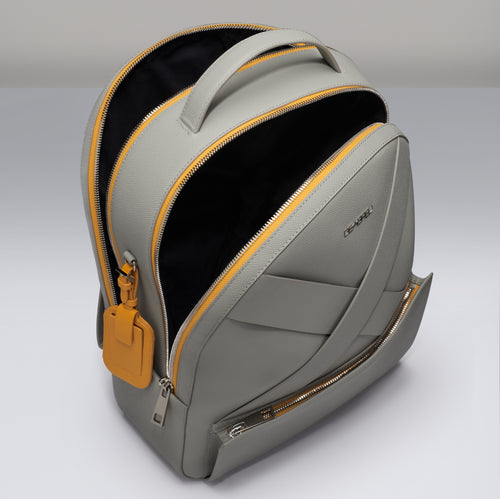 GRAY SAFFIANO LEATHER BACK PACK – DEABREU ITALY display picture 2